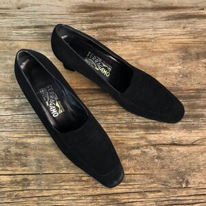 Salvatore Ferragamo Black Suede Heels 10B